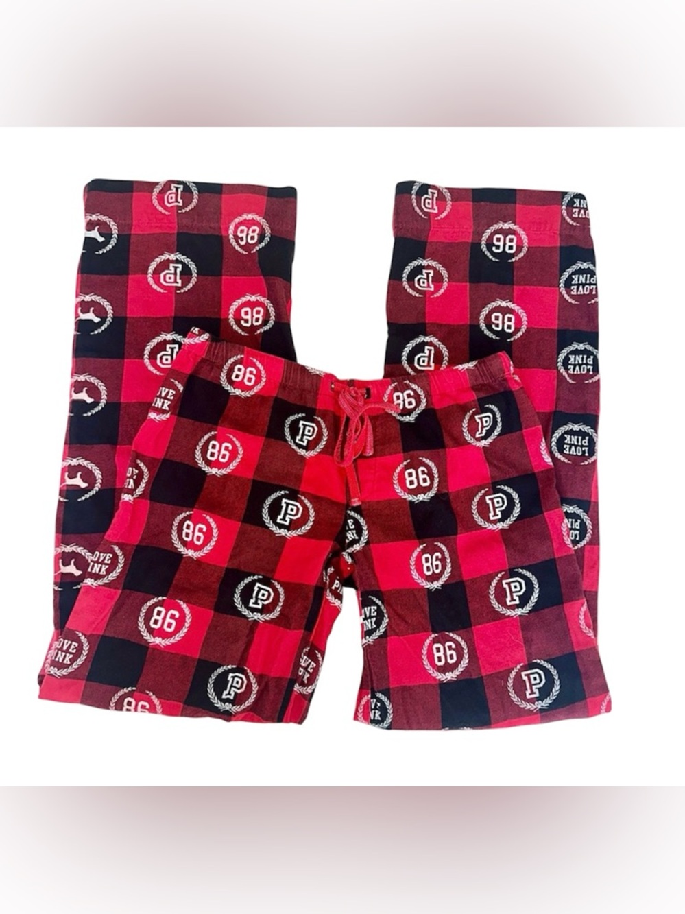Vintage Y2K VS PINK Red Logo Flare Pajama Pants!